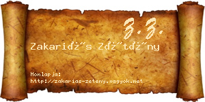 Zakariás Zétény névjegykártya